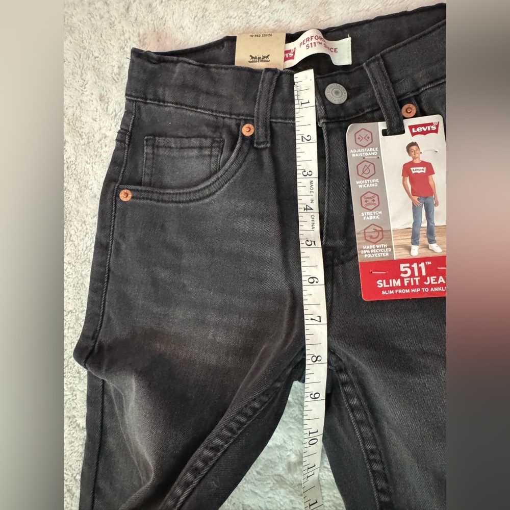 NWT- LEVIS boys 511- SLIM FIT JEAN SLIM FROM HIP TO ANKLE in FADED BLACK - Picture 11 of 12